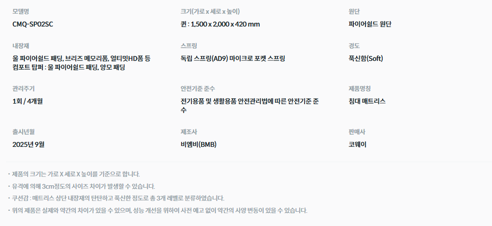 BEREX 시그니처 파이어쉴드 매트리스 (탑퍼형) 퀸 (CMQ-SP02SC) 상세 이미지 2